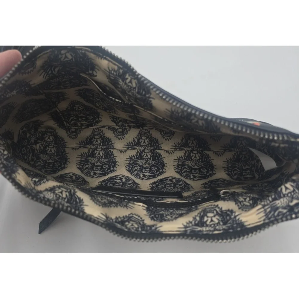 Ed Hardy Black Shoulder Crossbody Bag with Charms Love Kills Slowly Skull Tattoo